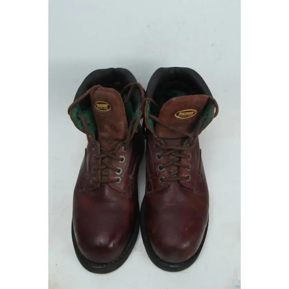 wolverine work boots steel toe leather lace up hiking mens sz 9.5 D